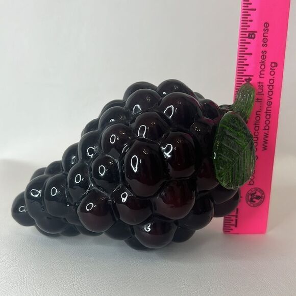 Italian Glass Purple Grapes Bunch Decorative Art Fruit 5 1/2 In Long 3 3/4 Tall - Picture 6 of 6